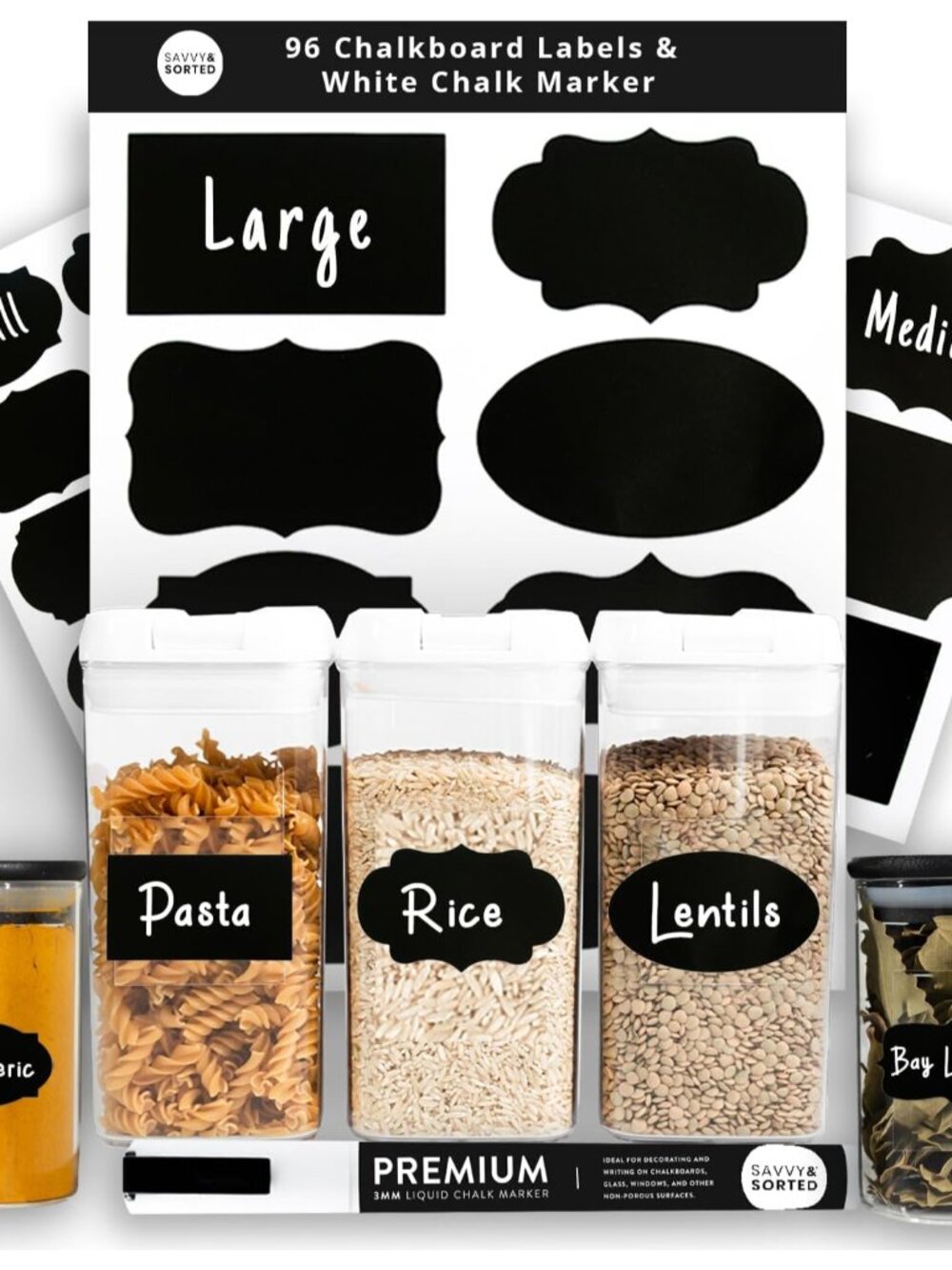 96 Chalkboard Labels for Storage Bins, Chalkboard Stickers with Chalk Maker, Cha